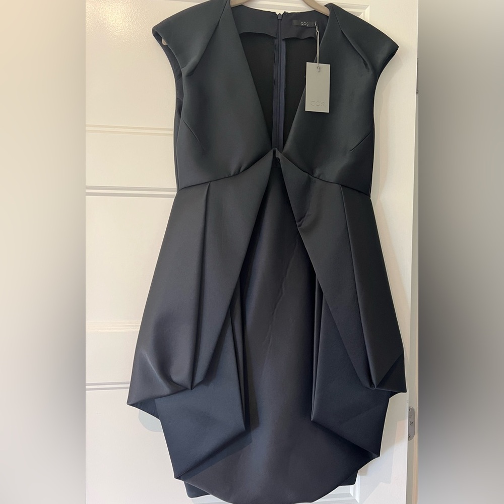 COS Midnight Black Draped Tulip Dress